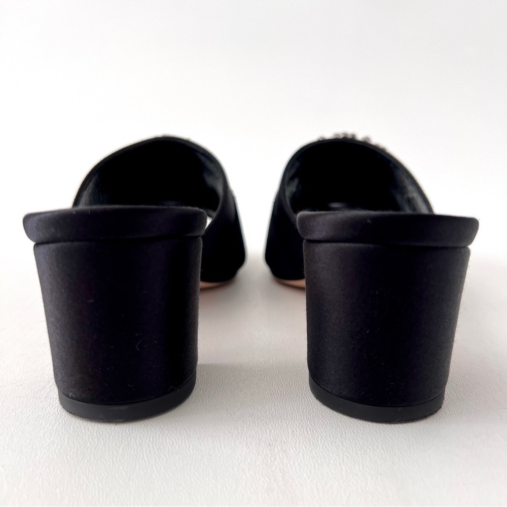MANOLO BLAHNIK | Martanew Black Satin Jewel Buckle Mules EU 36 US 6 - Picture 10 of 13